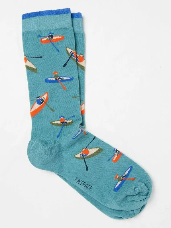 Fat Face Socks Men Blue Canoe Socks