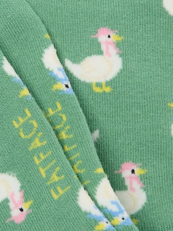 Fat Face Socks Women Green Geese Socks