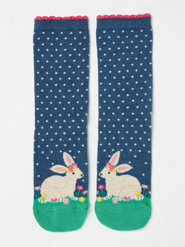 Fat Face Socks Women Navy Bunny Socks