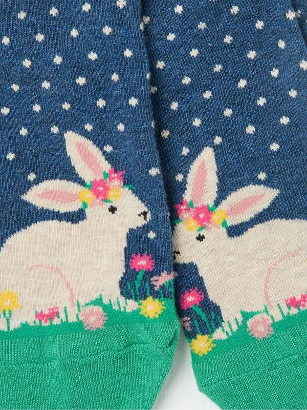 Fat Face Socks Women Navy Bunny Socks