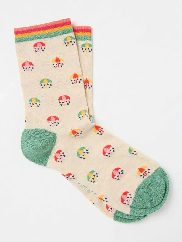 Fat Face Socks Women Oatmeal Umbrella Socks
