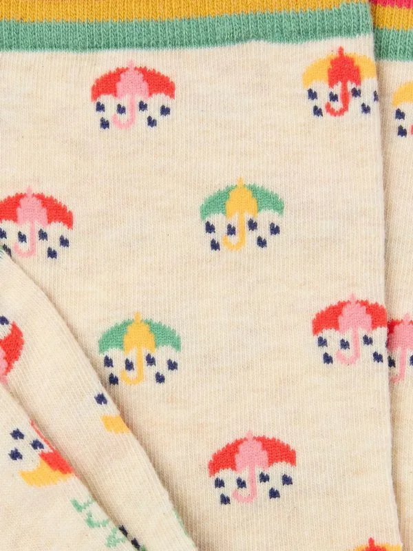 Fat Face Socks Women Oatmeal Umbrella Socks