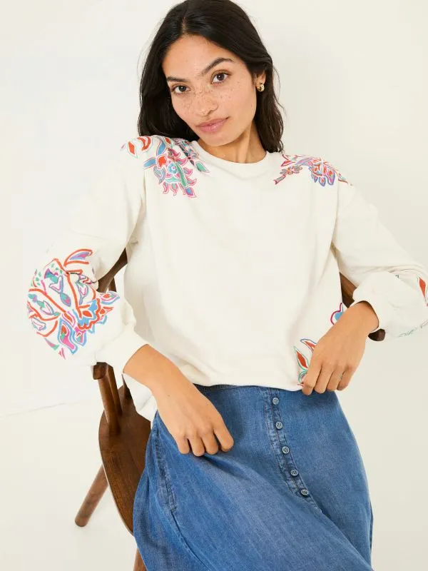 Fat Face Sweatshirts and Hoodies Women Alex Ivory Utopia Embroidered Crew Sweat Top