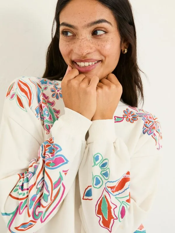 Fat Face Sweatshirts and Hoodies Women Alex Ivory Utopia Embroidered Crew Sweat Top