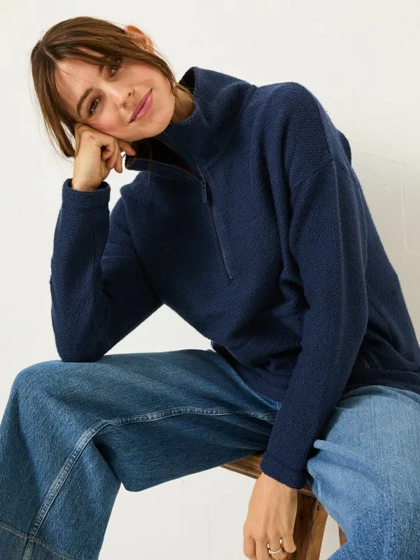 Fat Face Sweatshirts and Hoodies Women Navy Thea Half Neck Sweatshirt