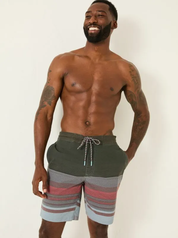 Fat Face Swimwear Men Camber Mid Pink Stripe Swim Shorts