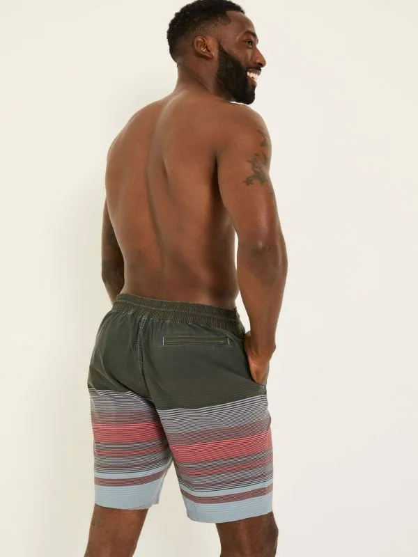 Fat Face Swimwear Men Camber Mid Pink Stripe Swim Shorts