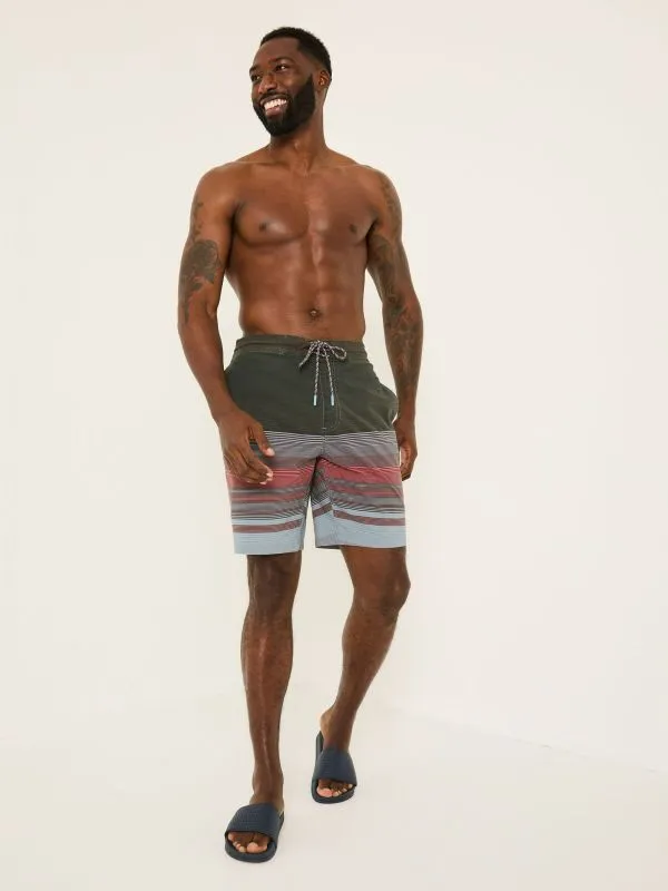 Fat Face Swimwear Men Camber Mid Pink Stripe Swim Shorts