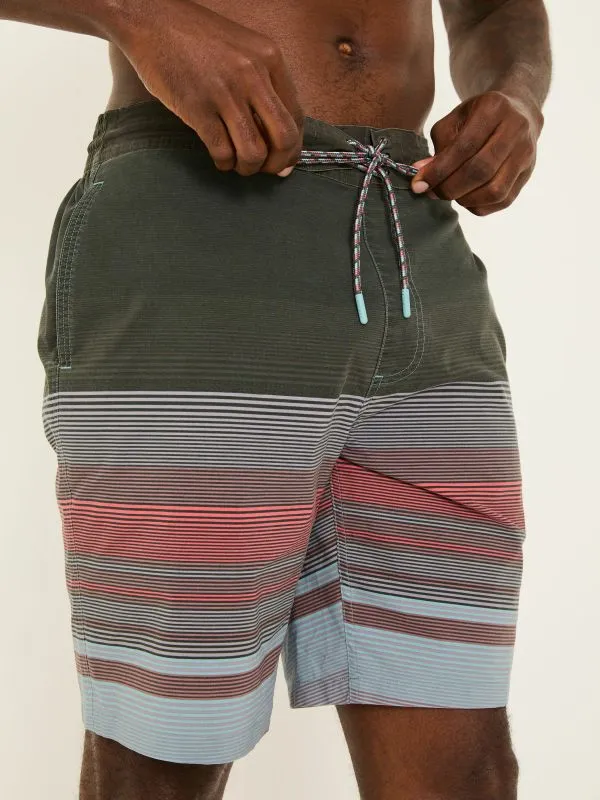 Fat Face Swimwear Men Camber Mid Pink Stripe Swim Shorts