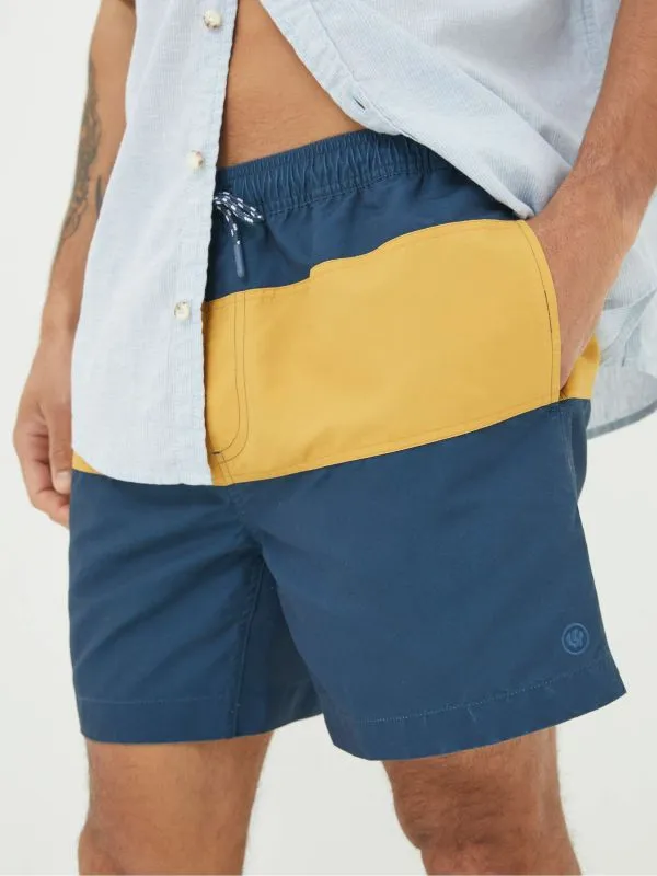 Fat Face Swimwear Men Yellow Trevose Colour Block Swim Shorts