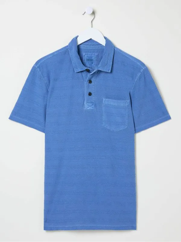 Fat Face Tall Collection Men Blue Textured Perranporth Polo Shirt