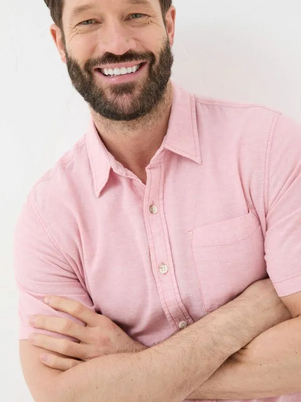 Fat Face Tall Collection Men Bugle Pink Linen Cotton Shirt