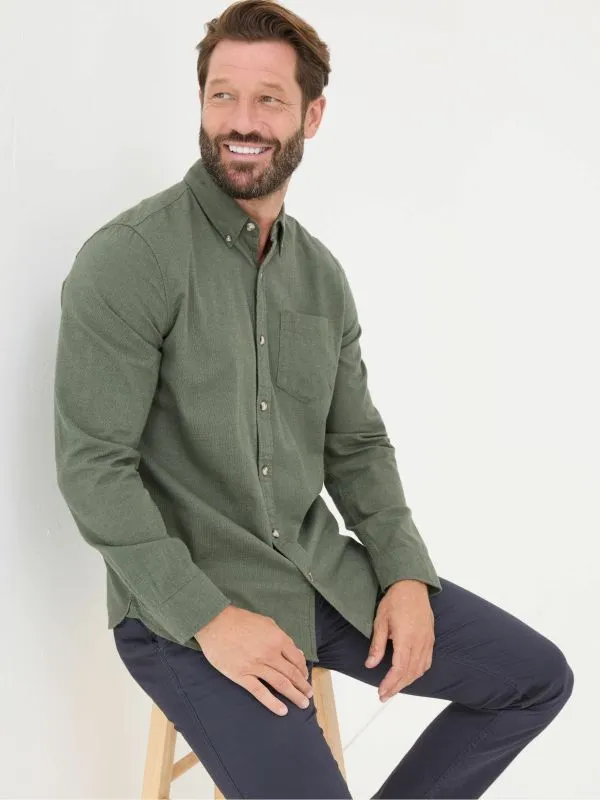 Fat Face Tall Collection Men Green Long Sleeve Tadlow Shirt