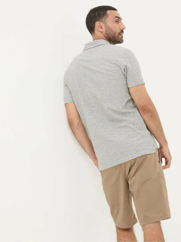 Fat Face Tall Collection Men Grey Southwick Textured Polo Shirt