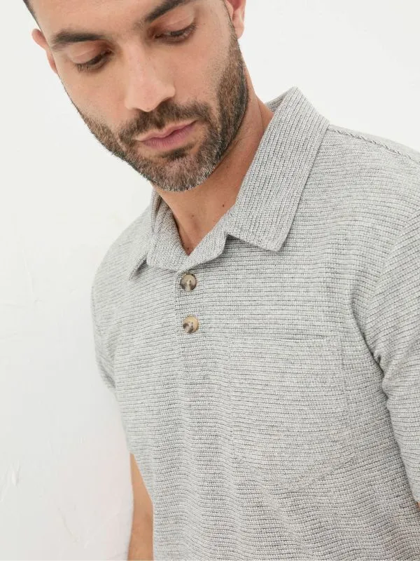 Fat Face Tall Collection Men Grey Southwick Textured Polo Shirt