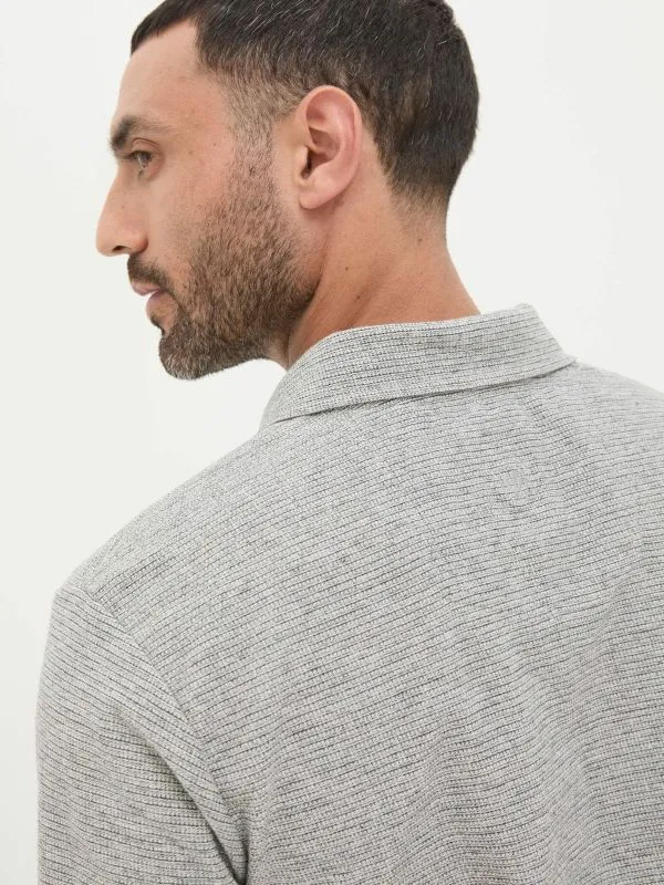 Fat Face Tall Collection Men Grey Southwick Textured Polo Shirt