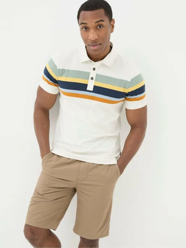 Fat Face Tall Collection Men Natural Perranporth Chest Stripe Polo Shirt