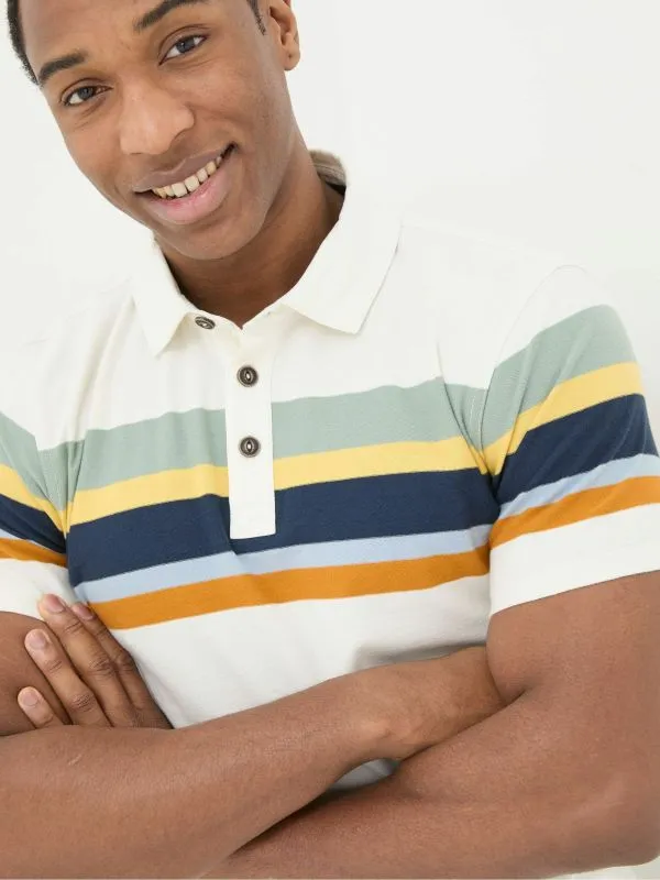 Fat Face Tall Collection Men Natural Perranporth Chest Stripe Polo Shirt