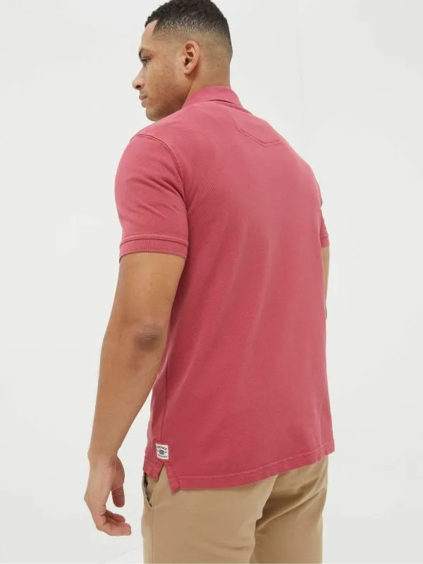 Fat Face Tall Collection Men Pink Pique Polo Shirt