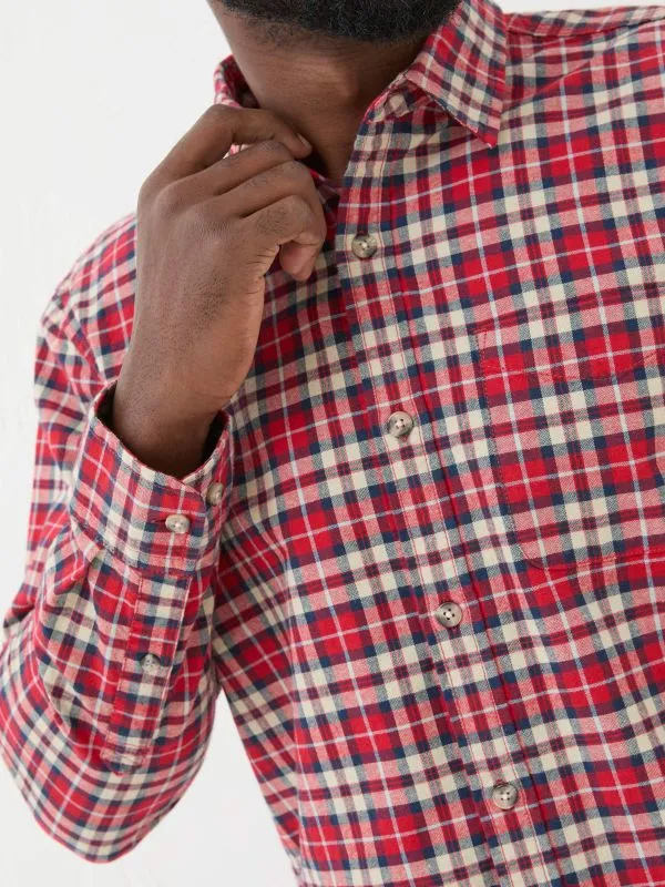Fat Face Tall Collection Men Red Long Sleeve Otley Check 100 Cotton Shirt