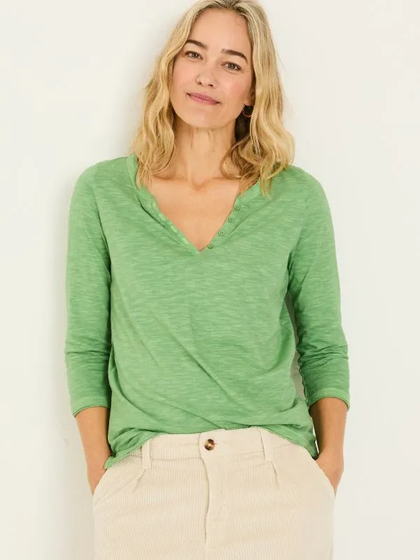 Fat Face Tops and TShirts Women Aster Light Green 100 Organic Cotton 34 Sleeve TShirt