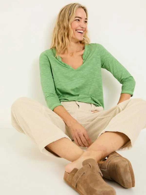 Fat Face Tops and TShirts Women Aster Light Green 100 Organic Cotton 34 Sleeve TShirt