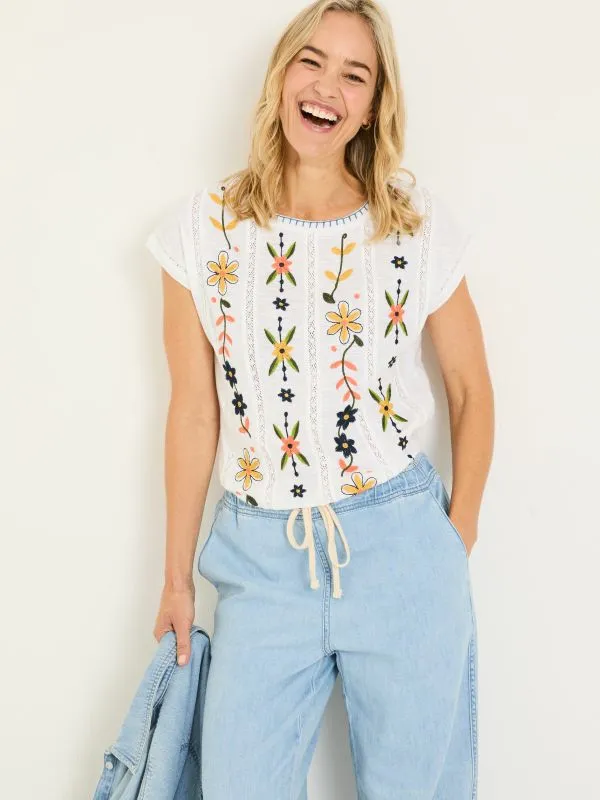 Fat Face Tops and TShirts Women Ivy White Embroidered TShirt
