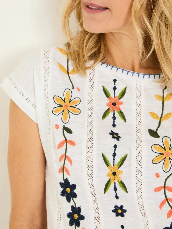 Fat Face Tops and TShirts Women Ivy White Embroidered TShirt
