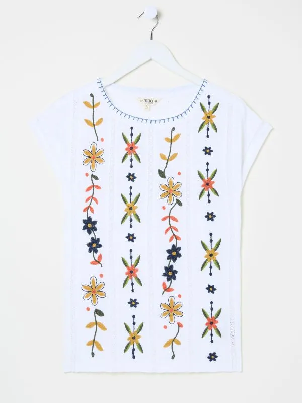 Fat Face Tops and TShirts Women Ivy White Embroidered TShirt