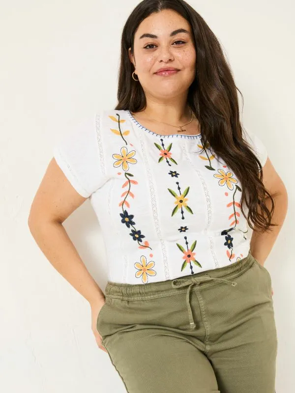 Fat Face Tops and TShirts Women Ivy White Embroidered TShirt