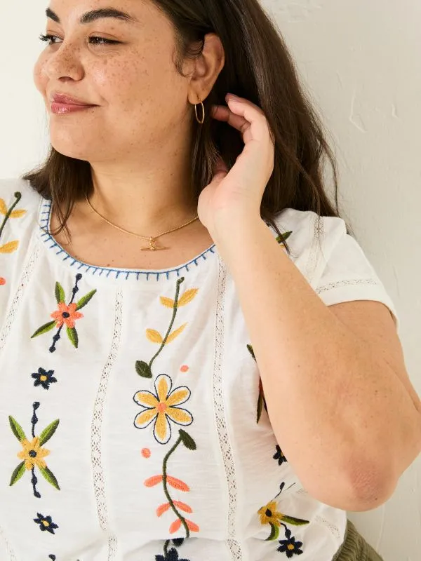 Fat Face Tops and TShirts Women Ivy White Embroidered TShirt