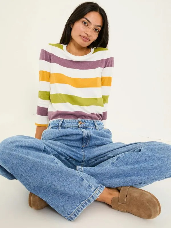 Fat Face Tops and TShirts Women Natalie Ivory 34 Sleeve 100 Cotton Top