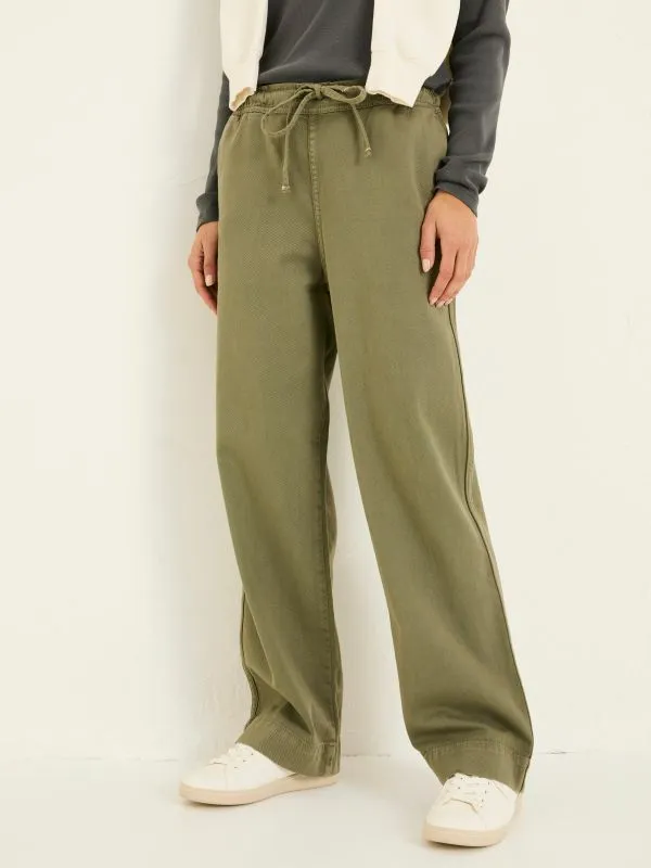 Fat Face Trousers and Leggings Women Ashby Khaki Green Wide Leg Trousers