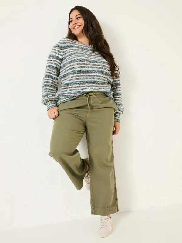 Fat Face Trousers and Leggings Women Ashby Khaki Green Wide Leg Trousers