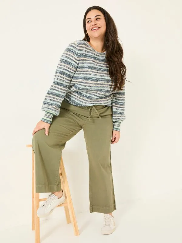 Fat Face Trousers and Leggings Women Ashby Khaki Green Wide Leg Trousers