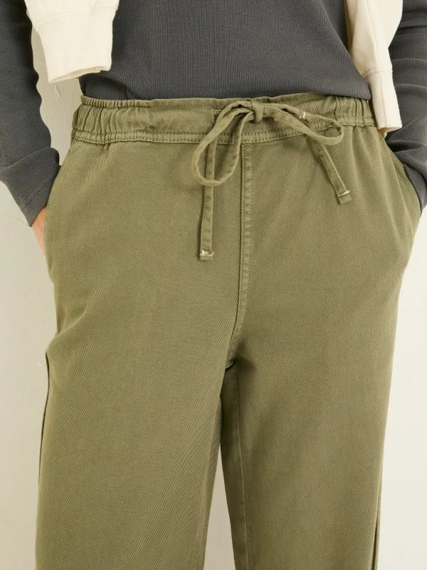 Fat Face Trousers and Leggings Women Ashby Khaki Green Wide Leg Trousers