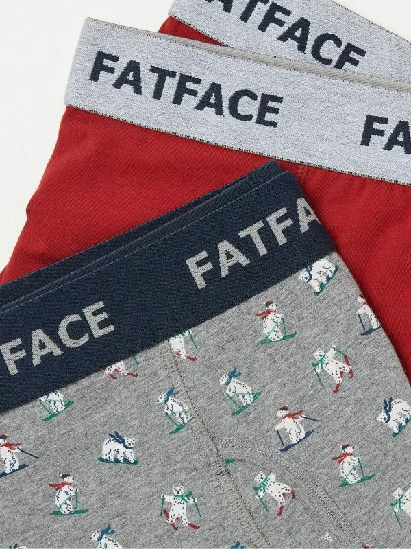 Fat Face Underwear Men Grey 2 Pack Ski Bear Boxers
