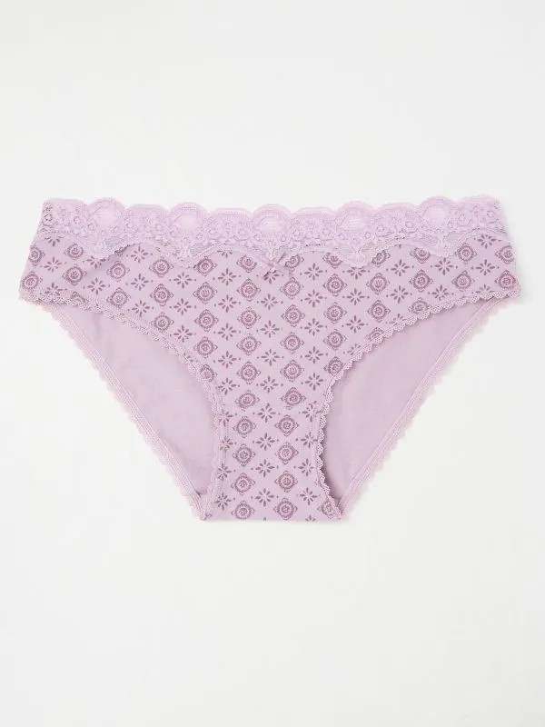 Fat Face Underwear Women Lilac Purple Geo Print Knickers