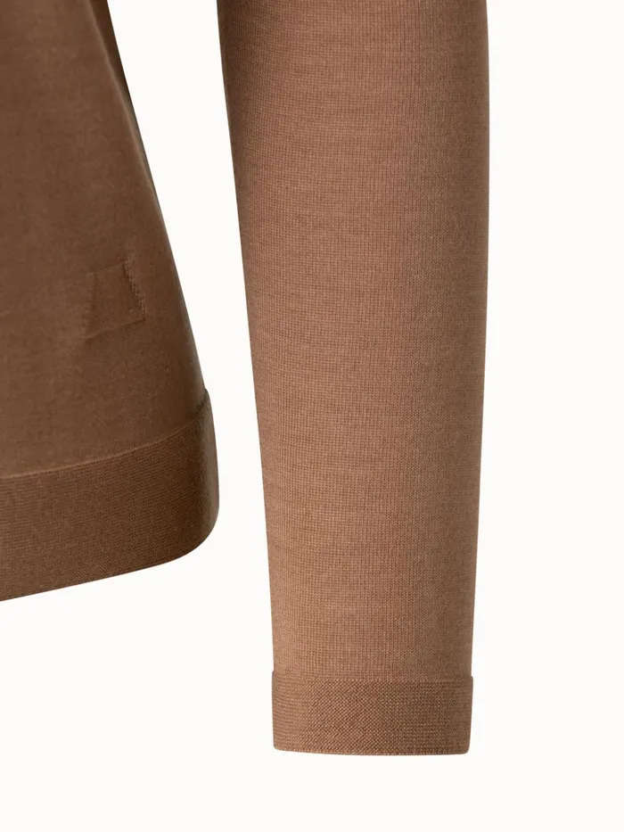 Fine Gauge Cashmere Silk Pullover Camel Women Akris Cashmere