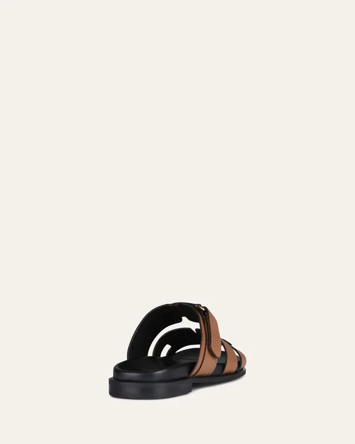 FLAT SANDALS jomercer Women Hendrix flat slides dark tan leather FLAT SANDALS jomercer Women Hendrix flat slides dark tan leather