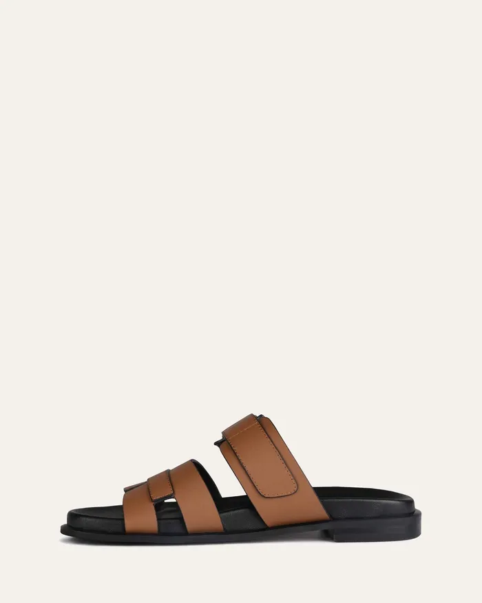 FLAT SANDALS jomercer Women Hendrix flat slides dark tan leather FLAT SANDALS jomercer Women Hendrix flat slides dark tan leather