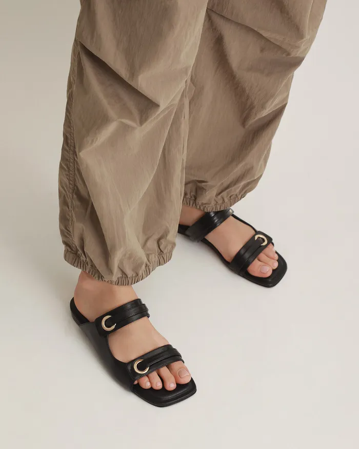 FLAT SANDALS jomercer Women Quill flat sandals black leather