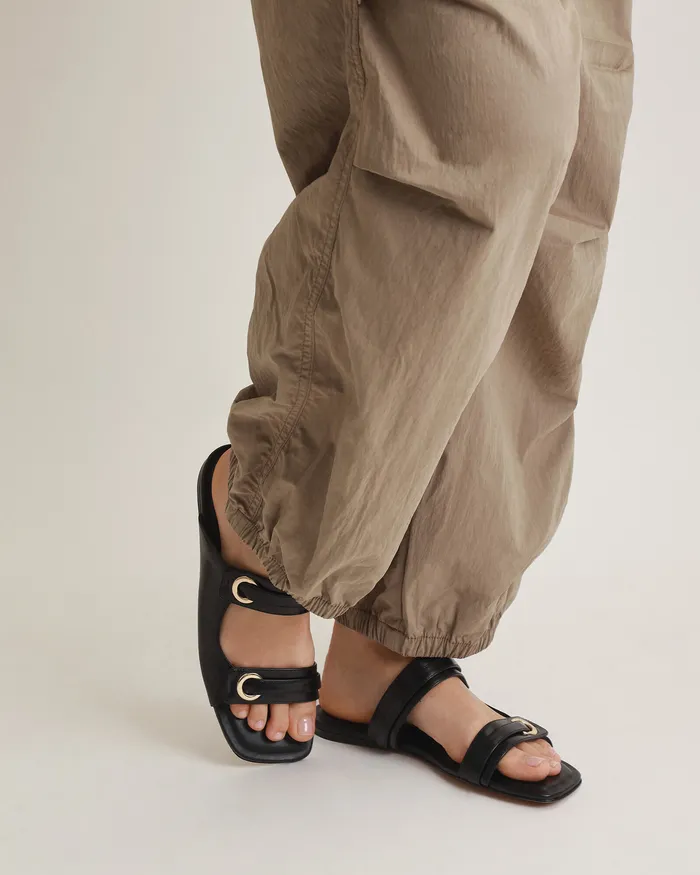 FLAT SANDALS jomercer Women Quill flat sandals black leather