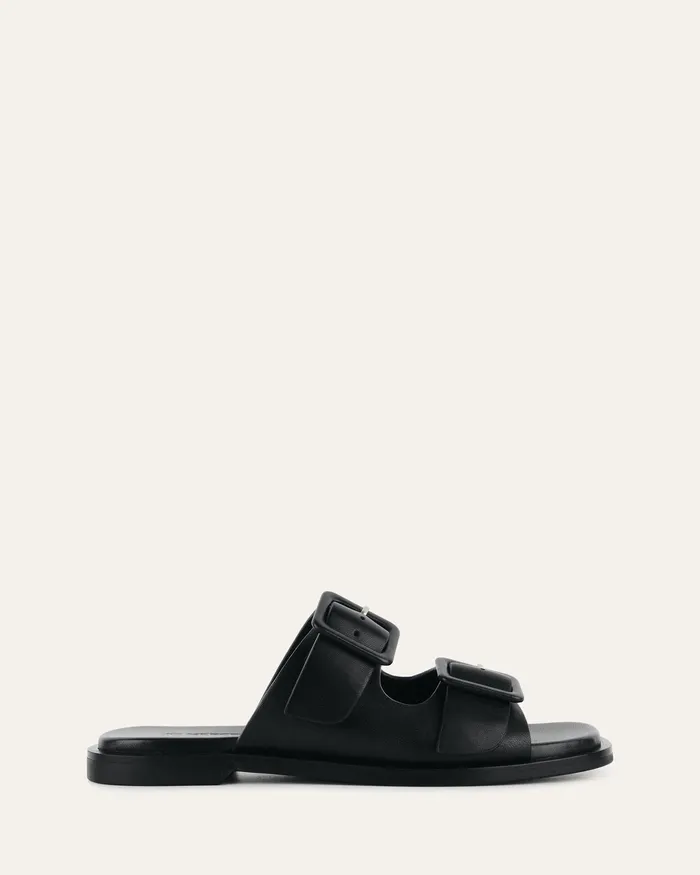 FLAT SANDALS Women Sebastian flat slide black leather jomercer