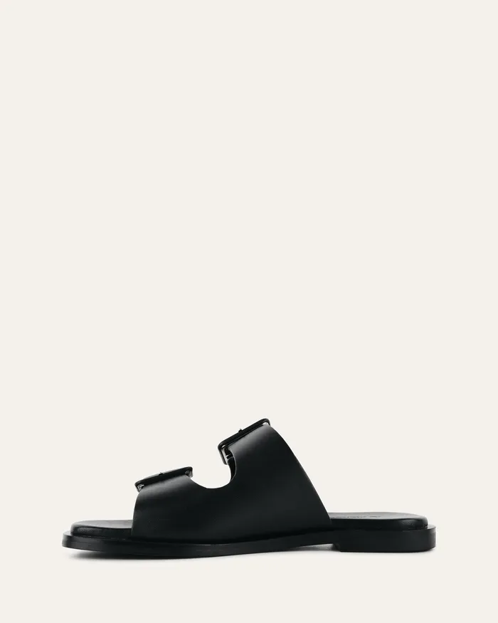 FLAT SANDALS Women Sebastian flat slide black leather jomercer FLAT SANDALS Women Sebastian flat slide black leather jomercer