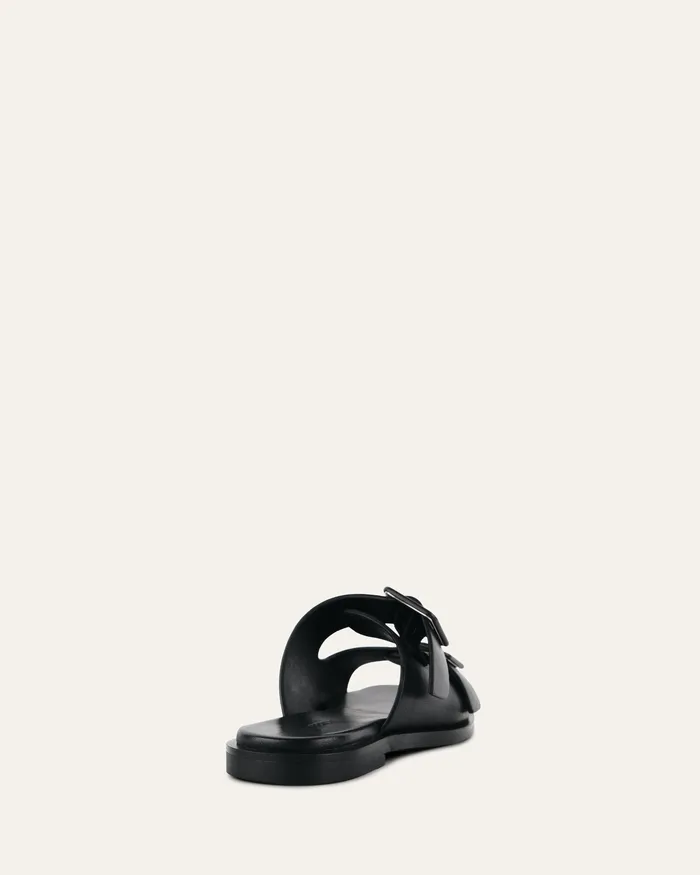 FLAT SANDALS Women Sebastian flat slide black leather jomercer FLAT SANDALS Women Sebastian flat slide black leather jomercer