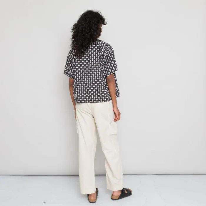 Folk Clothing Shirting Short Sleeve Soft Collar Shirt 8211 Black Spade Voile 8211 Womens