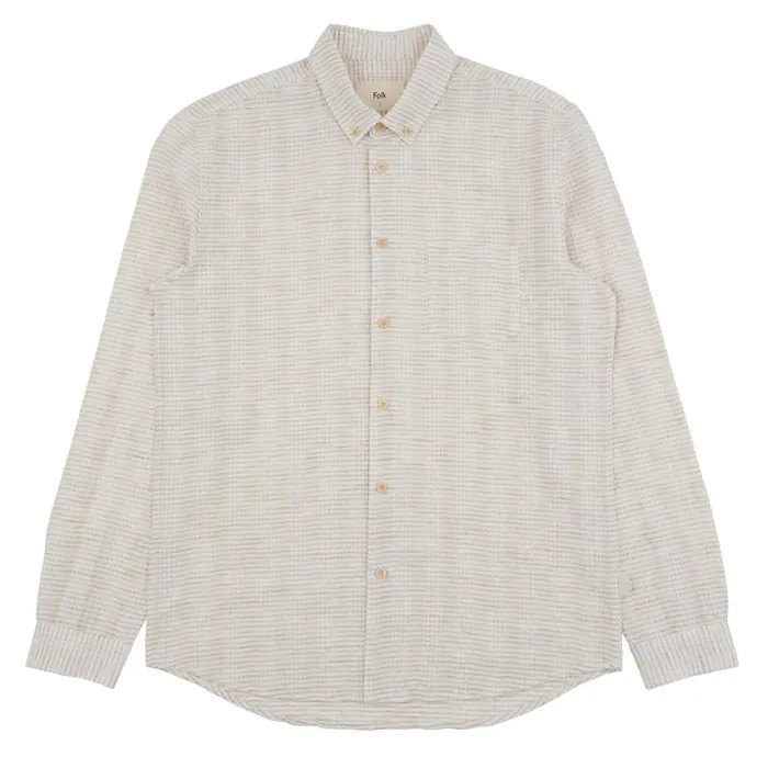 Folk Clothing Shirts Relaxed Fit Shirt 8211 Natural Crinkle Stripe 8211 Mens