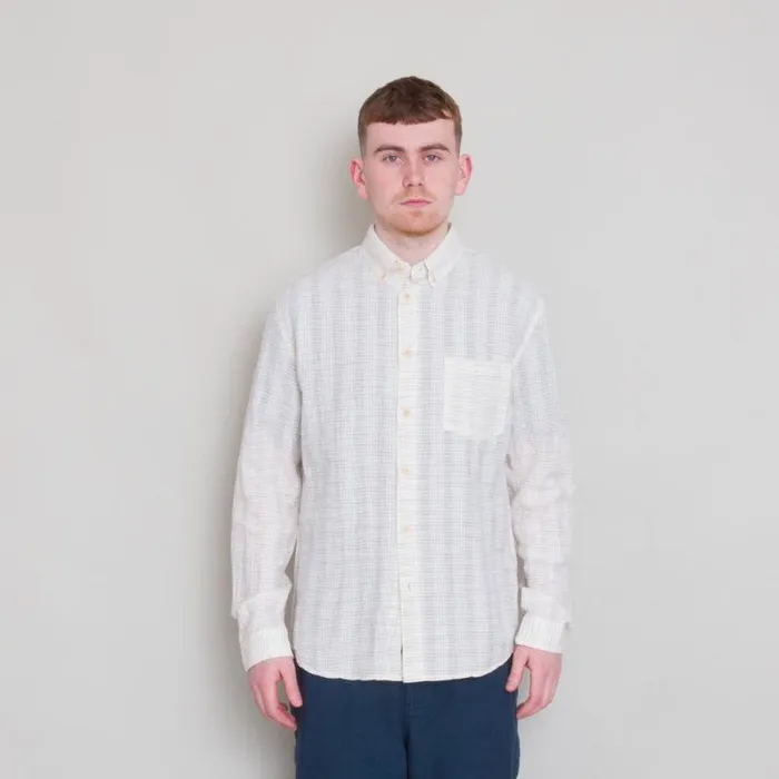 Folk Clothing Shirts Relaxed Fit Shirt 8211 Natural Crinkle Stripe 8211 Mens