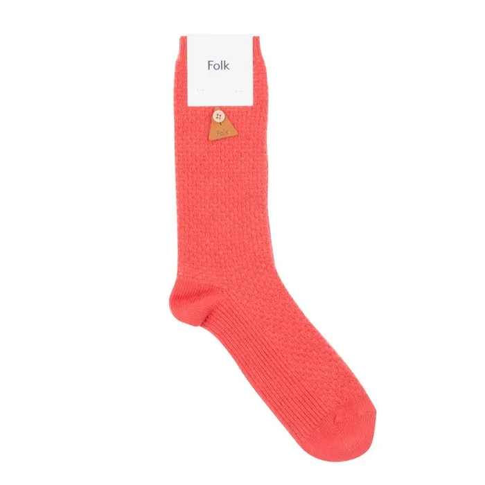 Folk Clothing Socks Waffle Sock 8211 Coral 8211 MensWomens